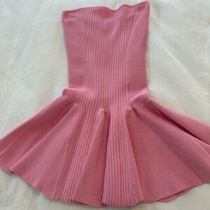 Retrofete - xs mini Pink Ribbed Strapless Dress